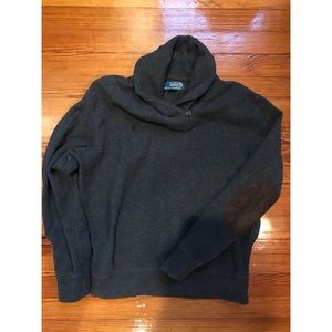 Polo Shawl Neck Sweater with Elbow Patches NWOT